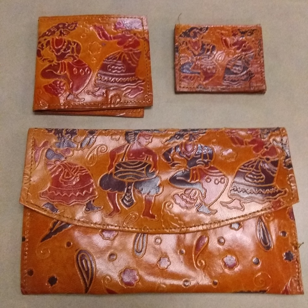 3 leather wallet set